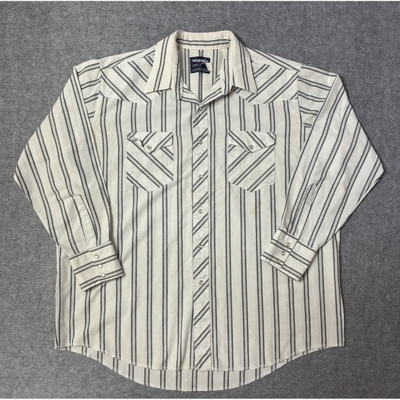 Wrangler Other - VTG Wrangler Shirt Men 18-34 2XL Long Tail Pearl Snap Cowboy Cut Brushpopper 90s